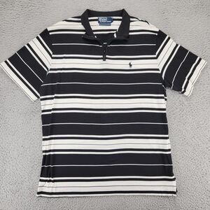 Polo Ralph Lauren‎ Shirt Mens Large White Striped Zip Pima Moisture Management